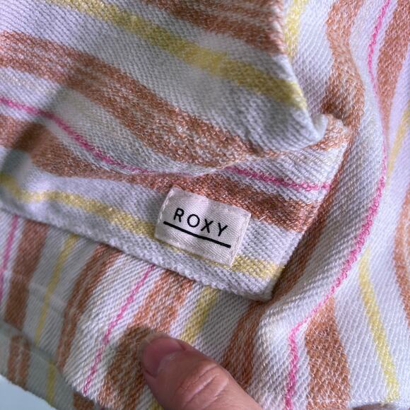 Roxy Striped Baja Hoodie Pullover Small Pink Yellow Beach Surf Style - Picture 5 of 5